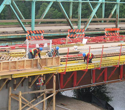 Engineers working on a bridge